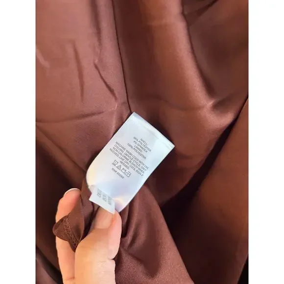 Express Satin Brown Halter Slip Dress Size Medium NWOT Midi Fully Lined - Picture 6 of 6